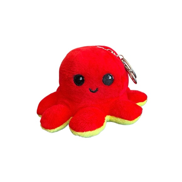 Reversible Cuties Octopus Keychain Backpack Accessory Red Yellow - Picture 1 of 5